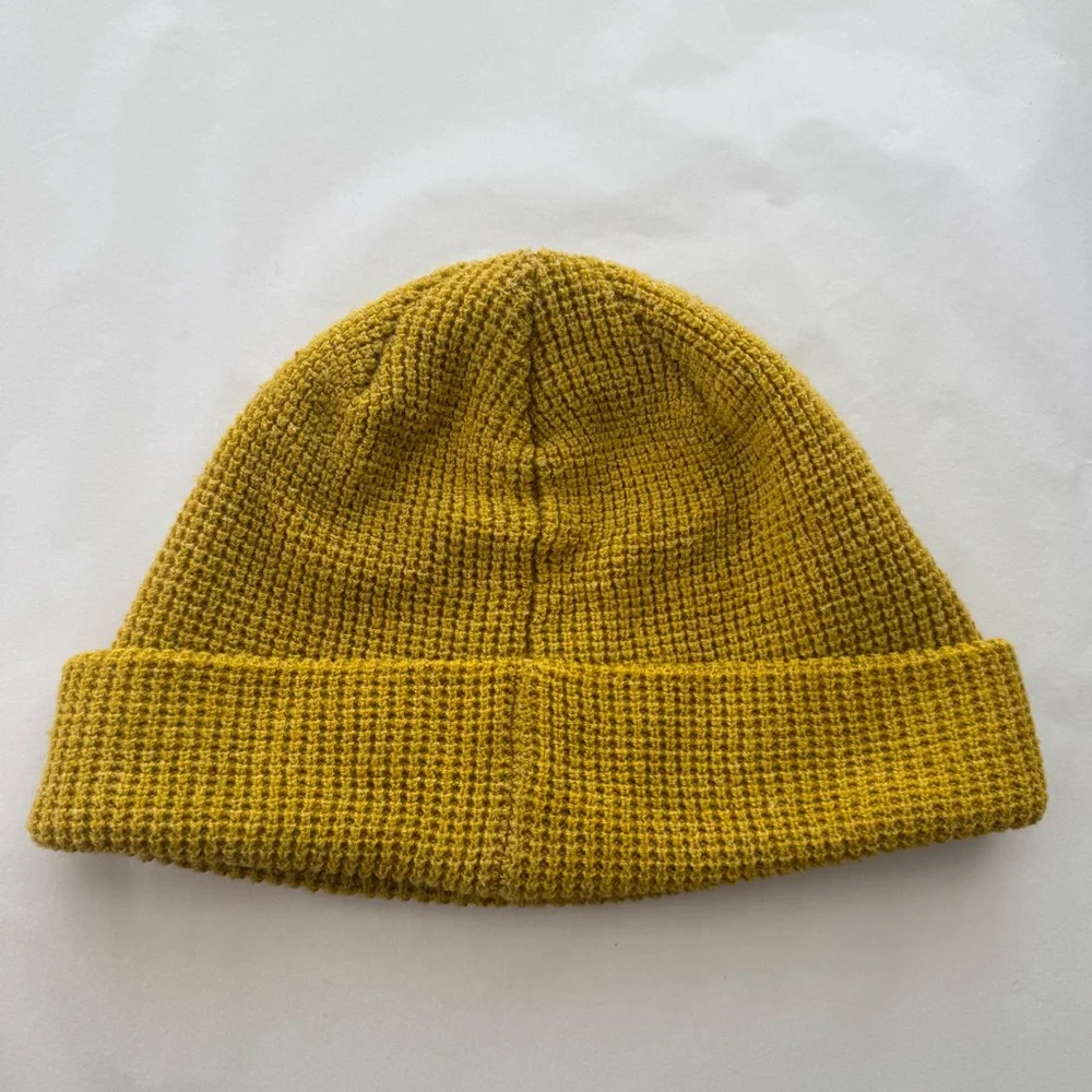 Coal Mustard Yellow Waffle Knit Beanie Rainbow Trees Patch Outdoor Hiking Unisex